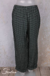 Grizas Pantalon 3713-L-425 lin gaufré petit carreau vert et noir