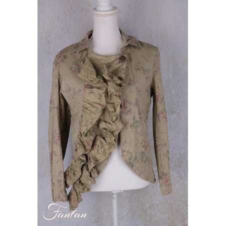 Les Ours Veste Anethi Fleurs verveine en popeline