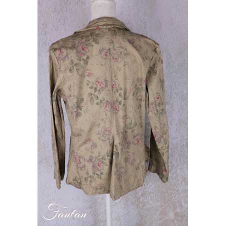 Les Ours Veste Anethi Fleurs verveine en popeline