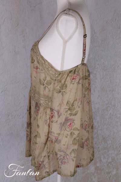 Les Ours Top Laura Fleurs verveine voile de coton