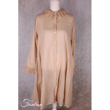 Les Ours Veste longue Mina stripe rose en coton