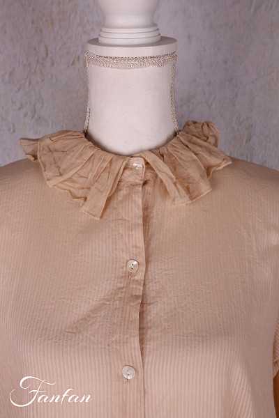 Les Ours Veste longue Mina stripe rose en coton