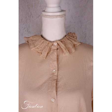 Les Ours Veste longue Mina stripe rose en coton