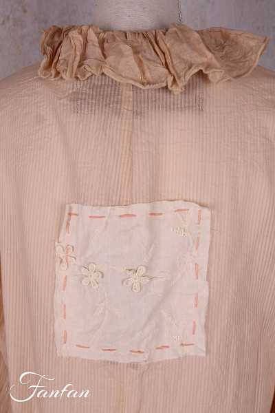 Les Ours Veste longue Mina stripe rose en coton
