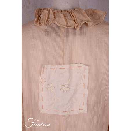 Les Ours Veste longue Mina stripe rose en coton