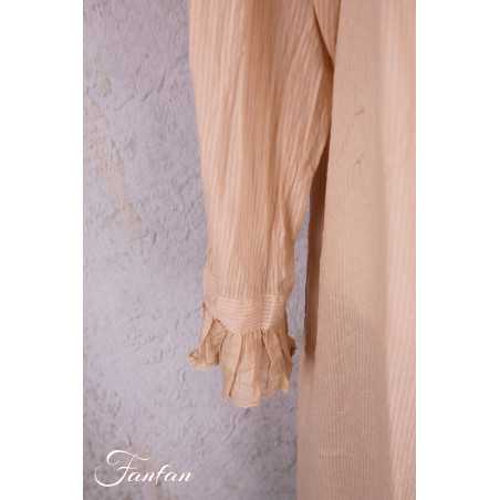 Les Ours Veste longue Mina stripe rose en coton