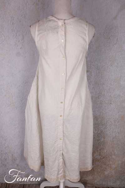 Les Ours Robe Calanga écru coton et lin