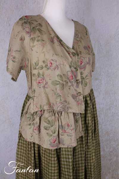 Les Ours Robe Rina Vichy vert lin