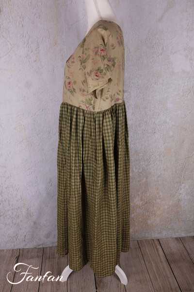 Les Ours Robe Rina Vichy vert lin