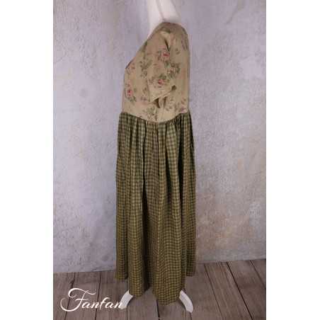 Les Ours Robe Rina Vichy vert lin