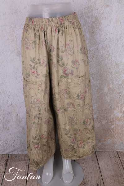 Les Ours Pantalon Gus Fleurs verveine Popeline