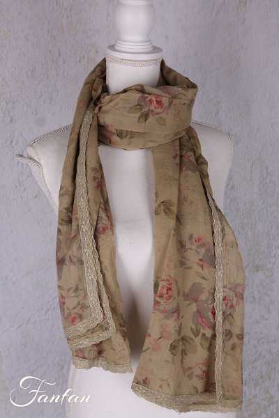 Les Ours Echarpe Pauline verveine fleurs coton