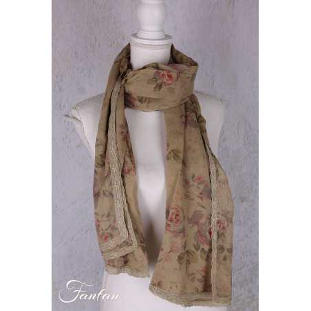 Les Ours Echarpe Pauline verveine fleurs coton