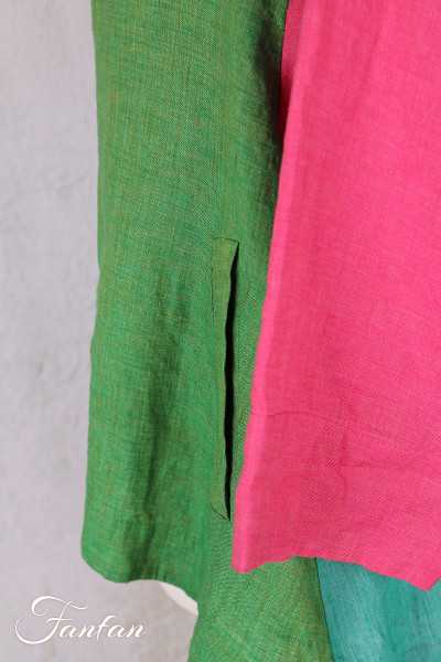 Alembika Veste RJ374T Tropical lin vert et fuchsia