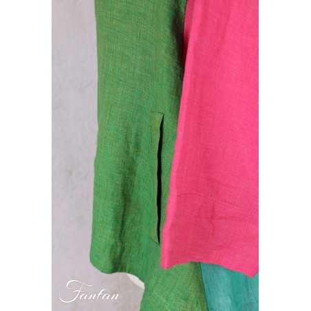 Alembika Veste RJ374T Tropical lin vert et fuchsia
