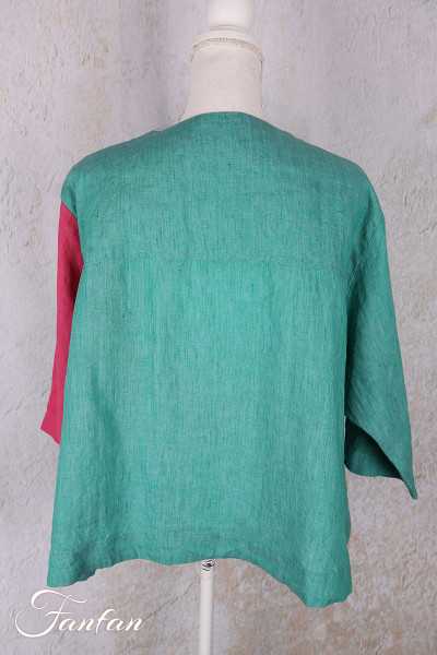 Alembika Veste RJ374T Tropical lin vert et fuchsia