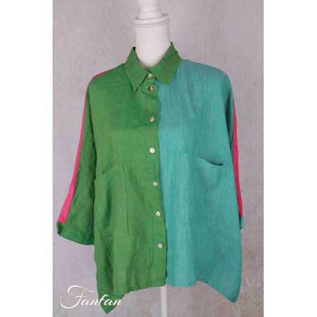 Alembika Top RT357T Tropical lin vert et fuchsia