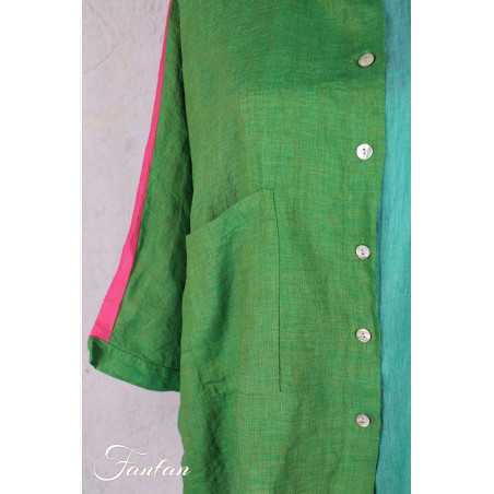 Alembika Top RT357T Tropical lin vert et fuchsia