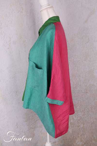 Alembika Top RT357T Tropical lin vert et fuchsia