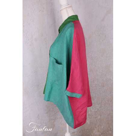 Alembika Top RT357T Tropical lin vert et fuchsia