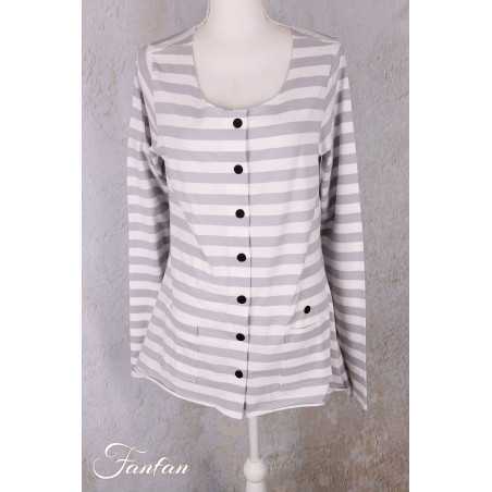 PLÜ-Plus la vie Cardigan 5082 Cement stripe