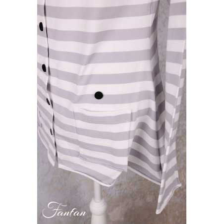 PLÜ-Plus la vie Cardigan 5082 Cement stripe