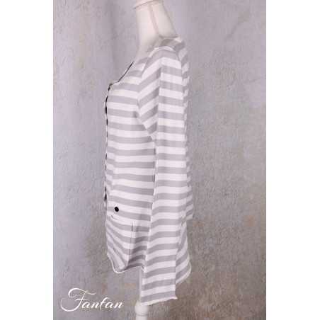 PLÜ-Plus la vie Cardigan 5082 Cement stripe