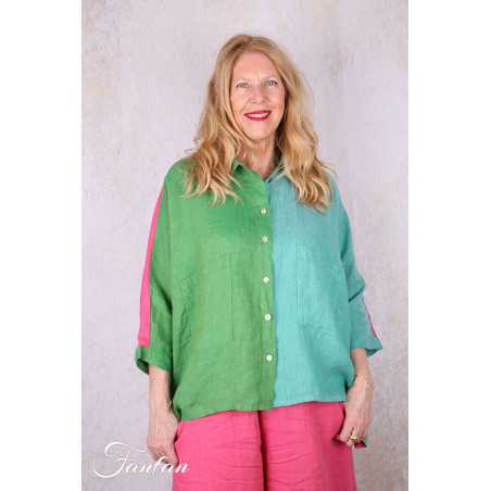 Alembika Top RT357T Tropical lin vert et fuchsia