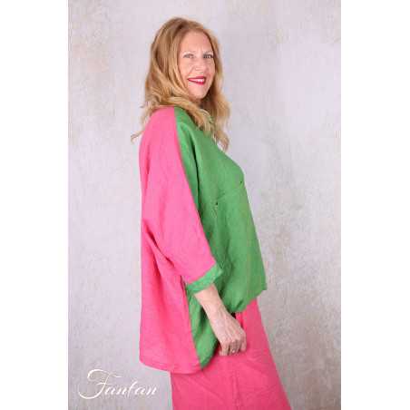 Alembika Top RT357T Tropical lin vert et fuchsia