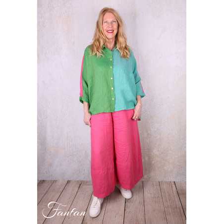 Alembika Top RT357T Tropical lin vert et fuchsia