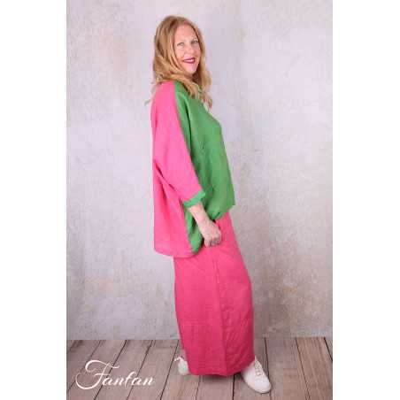 Alembika Top RT357T Tropical lin vert et fuchsia