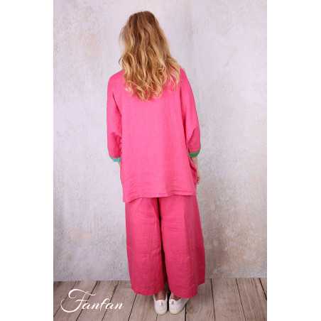 Alembika Top RT357T Tropical lin vert et fuchsia