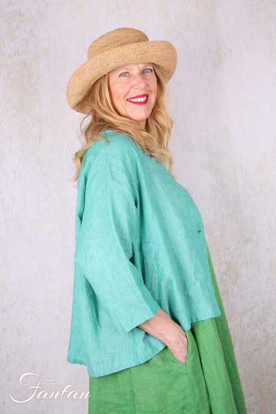 Alembika Veste RJ374T Tropical lin vert et fuchsia