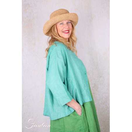 Alembika Veste RJ374T Tropical lin vert et fuchsia