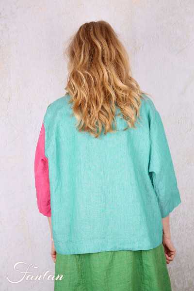 Alembika Veste RJ374T Tropical lin vert et fuchsia