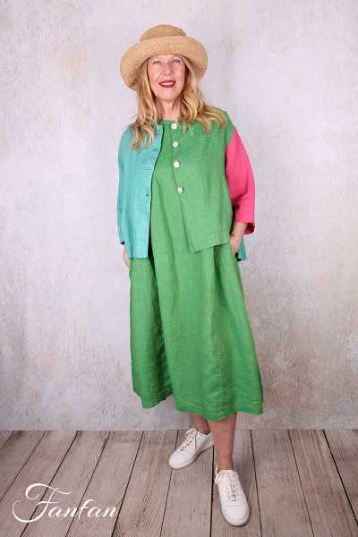 Alembika Veste RJ374T Tropical lin vert et fuchsia