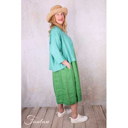 Alembika Veste RJ374T Tropical lin vert et fuchsia