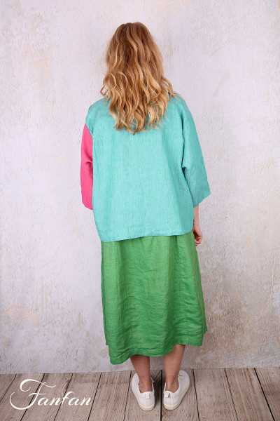 Alembika Veste RJ374T Tropical lin vert et fuchsia