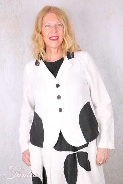 Grizas Veste 71390-L532-151-17 en lin blanc et noir