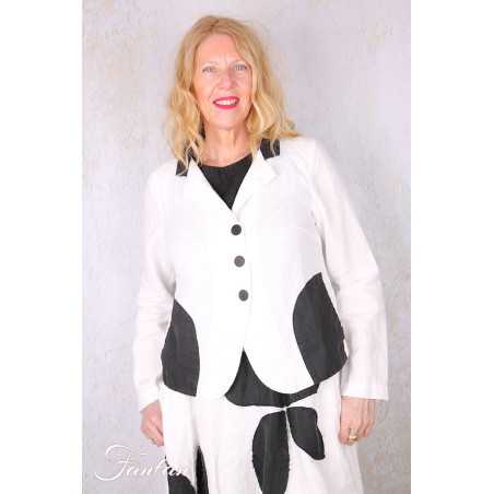 Grizas Veste 71390-L532-151-17 en lin blanc et noir