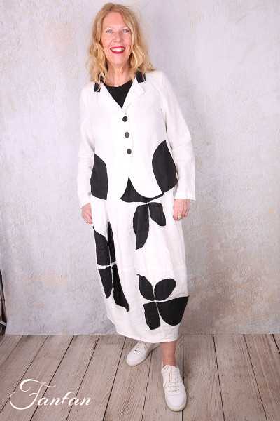 Grizas Veste 71390-L532-151-17 en lin blanc et noir