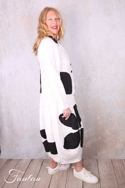 Grizas Veste 71390-L532-151-17 en lin blanc et noir