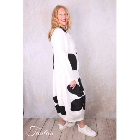 Grizas Veste 71390-L532-151-17 en lin blanc et noir