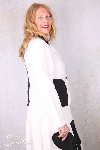 Grizas Veste 71390-L532-151-17 en lin blanc et noir