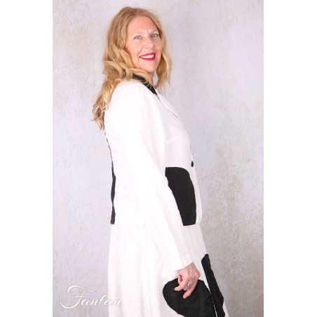 Grizas Veste 71390-L532-151-17 en lin blanc et noir