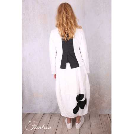 Grizas Veste 71390-L532-151-17 en lin blanc et noir