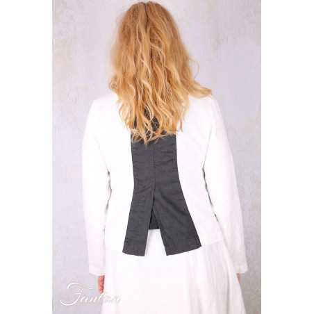 Grizas Veste 71390-L532-151-17 en lin blanc et noir