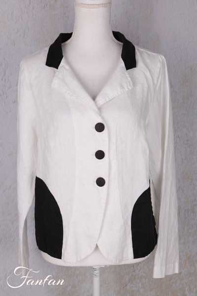 Grizas Veste 71390-L532-151-17 en lin blanc et noir