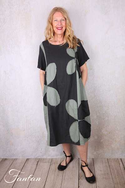 Grizas Robe 91830-L532-17 en lin noir et vert