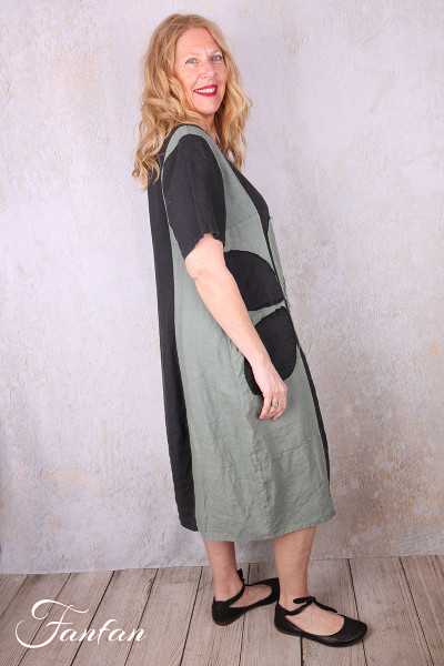 Grizas Robe 91830-L532-17 en lin noir et vert